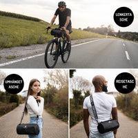 1 x RAW Customer Returns MONSTERANDO Bicycle handlebar bag and shoulder bag Travel-Monster Sustainable Recycled PET-Waterproof Athleisure Gym Sports Bag with Crossbody Strap, Bicycle Bag for MTB 5L Black - RRP €31.1