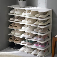 1 x RAW Customer Returns Souarts DIY Shoe Rack Narrow Wide Boots Shoes Slippers Standing Shelf Shoe Cabinet Shoe Racks Organizer for Closet Hallway Bedroom Entrance Bedroom White, 24 x 26.8 x 63 cm  - RRP €29.23