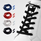 1 x RAW Customer Returns Aoliandatong Elastic Shoelaces, 4 Sets Universal Shoelaces No Ties, Adjustable Rubber Shoelaces with Metal Clasp for Shoes of Different Sizes Black White Red Dark Blue  - RRP €6.99