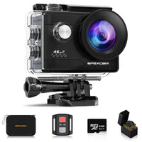 1 x RAW Customer Returns Apexcam 4K Sports Camera with 64GB WiFi Memory Card Waterproof Underwater Camera 40M Action Camera 2.0 LCD 170 Wide Angle 2.4G Remote 2 1050mAh Batteries and Multiple Accessories - RRP €69.99