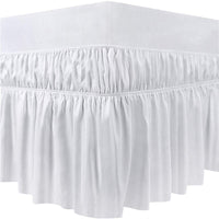 1 x RAW Customer Returns Pleated Bed Skirt Bed Valance Bed Skirt with Ruffles Elastic Dust Ruffles Ruffled Solid Bed Skirt, Wrap Around Style, Elastic Bed Wrap Ruffle Bed Skirt Queen 150 x 200 x 40 cm, White  - RRP €22.99