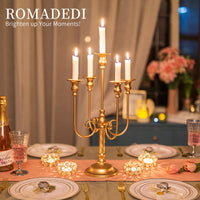 1 x Brand New Romadedi candle holder candlestick 5 arms gold - 50 cm vintage candlestick for stick candles table decoration living room mantle decoration - RRP €33.88