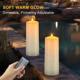 1 x RAW Customer Returns PChero LED Solar Rechargeable Candles Outdoor with Remote Control, 2 Pack Electric Pillar Candles Rechargeable LED Candles with Timer Waterproof Garden Decoration for Outdoor Garden Patio Table Decoration - RRP €31.99