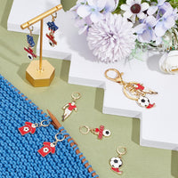 1 x Brand New NBEADS 24 Piece Football Themed Stitch Markers, Removable Enamel Crochet Stitch Marker Charms 304 Stainless Steel Stitch Marker Clasps for Knitting Weaving Sewing Jewelry Making - RRP €22.8