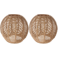 1 x RAW Customer Returns Angoily 2 Pieces Woven Lampshade Retro Rattan Woven Basket Ceiling Hanging Lamp Cover Vintage Chandelier Lampshade for Dining Room Living Room 15 x 15cm - RRP €34.69