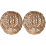 1 x RAW Customer Returns Angoily 2 Pieces Woven Lampshade Retro Rattan Woven Basket Ceiling Hanging Lamp Cover Vintage Chandelier Lampshade for Dining Room Living Room 15 x 15cm - RRP €34.69