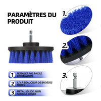 11 x Brand New Rotary Drill Cleaning Brush 4 Pieces Car Cleaning Screwdriver Brush, Brush for Drill Car Tile Carpet Bathtub Kitchen Toilet Blue  - RRP €239.58