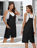 1 x RAW Customer Returns heekpek Jumpsuit Women Short Summer Sleeveless Loose Overall Short V-Neck Spaghetti Strap Playsuit Casual Dungarees Women with Pockets, Black, M - RRP €27.6