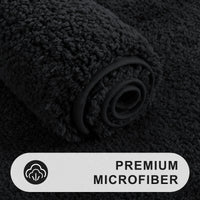 1 x RAW Customer Returns Homaxy Bathroom Rug Non-Slip Washable Bath Mat Soft Fluffy Bath Rug Shaggy Deep Pile Microfiber Bath Mat Round 90 cm , Black - RRP €39.25