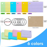 1 x RAW Customer Returns moinkerin Index Cards A8 600 Pieces 3 2 Inch Multi-Color Learning Cards Flashcards with 6 Binder Rings 12 Kraft Paper Index Cards for Office Home School Learning Lined - RRP €12.76