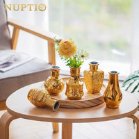 1 x RAW Customer Returns Nuptio Glass Vase Gold Pack of 10 Small Vases for Wedding Table Centerpieces, Golden Mini Vintage Orchid Flower Vase Decorative for Birthday Party Baby Shower Reception Living Room Decoration - RRP €40.32