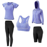 1 x RAW Customer Returns Women s Yoga Suit 5 Pieces Workout Suit Ladies Sports Suits Running Jogging Gym Tracksuit Women Set Sports Yoga Fitness Clothing, Purple Update, XL - RRP €43.99