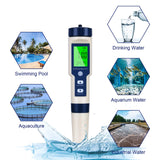 1 x RAW Customer Returns Flintronic 5-In-1 PH Meter, PH TDS EC Temperature Tester with Backlight, 0-14 pH Measuring Range 0.1 pH Accuracy, PH Value Meter Pool Drinking Water Swimming Pool Aquarium Pools, Blue - RRP €30.99