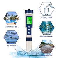 1 x RAW Customer Returns Flintronic PH Meter, 5 in 1 PH TDS EC Salinity Temperature Water Quality Tester, LCD Display with Green Backlight Water Quality Tester, for Aquariums Hydroponics Swimming Pool - RRP €23.42