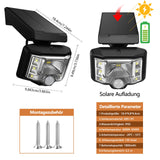 2 x Brand New Vicalo solar lamps for outdoors with motion detector, 1800mAh LED solar spotlight for outdoors Ip65 waterproof 360 adjustable solar lamp outdoor ideal for patio, garage, garden - RRP €52.42