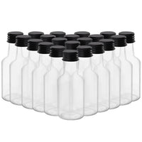 1 x RAW Customer Returns BELLE VOUS Small liquor bottles pack of 48 - 25ml - Reusable small bottles for filling made of plastic with black screw cap, liquid funnel for pouring and filling - RRP €22.18