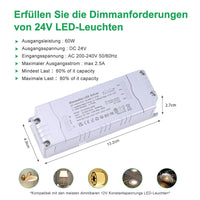 1 x RAW Customer Returns REYLAX LED transformer 24V dimmable Triac 0-10V 1-10V PWM 100k resistance dimmable LED power supply 24V 60W 2.5A transformer 230V to 24V DC LED driver constant voltage LED transformer low voltage transformer - RRP €30.61