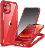 1 x RAW Customer Returns CENHUFO Privacy Case for iPhone 12 iPhone 12 Pro, 360 Degree Cell Phone Case Protective Case with Built-in Privacy Tempered Glass Screen Protector Shockproof Armored Case Anti Spy Full Cover Outdoor Case - Red - RRP €18.47