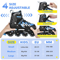 1 x RAW Customer Returns TOMSHOO Roller Skates, Inline Roller Skates with 4 Sizes Adjustable, LED Wheels, Multiple Size Options, Inline Skates for Children Adults Boys Girls, Blue, L - RRP €49.99