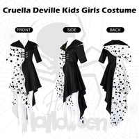 19 x Brand New Cruella Devil Costume Hooded Coat Cardigan - Evil Madame Dress Cardigan - Cruella Deville Costumes Movie Character Disguise Girls for Carnival Halloween Party S  - RRP €410.78