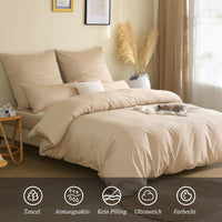 1 x RAW Customer Returns SOULFUL Mako satin bed linen 135x200, Tencel cotton bed linen sets with zipper, Oeko-TEX certified, contains 1 duvet cover 135x200 and 1 pillowcase 80x80, beige - RRP €43.36