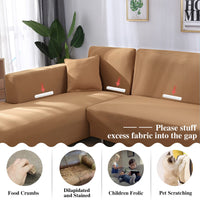 1 x RAW Customer Returns Jaotto Sofa Throws Sofa Cover Elastic Spandex Stretch Sofa Covers Couch Cover for L-Shape Sofa Universal Washable Sofa Throw 2 Non-Slip 2 Seater 3 Seater, Camel  - RRP €50.41