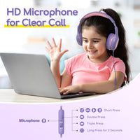 1 x RAW Customer Returns EarFun Children s Headphones, with Cable, 85 94dB Volume Limiter, Foldable, Adjustable, Stereo Sound, HD Microphone, Audio Sharing, Over Ear Children s Headphones for School Travel PC, Purple - RRP €15.31