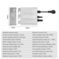 1 x RAW Customer Returns DEWIN Solar Micro Inverter, 120W Solar PV Grid tie Micro Inverter IP65 Waterproof MPPT Inverter with Grid Connection DC 10.8 to 30V for Solar Panel Balcony Power Plant - RRP €56.56