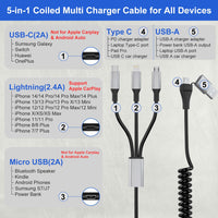 1 x RAW Customer Returns Spiral cable Apple Carplay cable MFi certified, USB C charging cable with data synchronization, USB A USB C to 3-in-1 multi cable type C Lightning Micro fast charging cable short - RRP €14.99