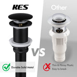 1 x RAW Customer Returns KES washbasin drain fitting black without overflow pop up drain drain valve washbasin plug drain fitting drain valve, S2008D-BK - RRP €21.42