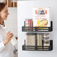 8 x Brand New Toski Magnetic refrigerator shelf, magnetic shelf refrigerator set of 2, magnetic hanging shelf, magnetic refrigerator shelf, refrigerator organizer, for kitchen organizer storage, black - RRP €198.4