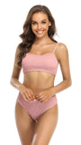 1 x RAW Customer Returns SHEKINI Women s Two Piece Swimsuit Adjustable Halter Folds Vest Bikini Top Elegant Two Piece Swimsuit Triangle Bikini Bottoms XL,Nude Pink G  - RRP €36.95