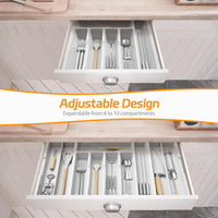 1 x RAW Customer Returns iDavosic.ly Cutlery Tray for Drawers, Expandable Cutlery Insert for Drawers Cutlery 1rganizer Kitchen, Adjustable Cutlery Holder Cutlery Spoon Forks Plastic Knife, White - RRP €23.06