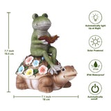 1 x Brand New Yeomoo Solar Frog Riding Turtle Figures Garden Decoration for Outdoors - with Flowers LED Solar Lamps for Outdoors Funny Garden Decoration Gifts for Women Mum Men Room Fairy Garden Children s Decoration - RRP €40.33