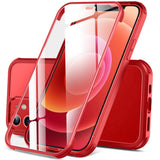 1 x RAW Customer Returns DOSNTO Double-Sided Transparent Case for iPhone 12 12 Pro 6.1 , 360 Degree Full Body Shockproof Drop Protection Transparent Phone Case Built-in Tempered Glass Screen Protector Protective Case, Red - RRP €18.14