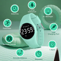 1 x RAW Customer Returns BEN NEVIS Digital Children s Watch Boys and Girls Sports Outdoor Waterproof Wristwatch with LED Light, Alarm Clock, Stopwatch, Date, Fitness Tracker Watch with Pedometer, Distance Silicone Strap Light Green - RRP €24.99