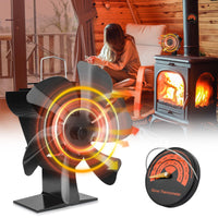 1 x RAW Customer Returns highsam fireplace fan, 6 blades stove fan without electricity, fan for fireplace with thermometer, quiet wood stove fan, heat powered fan for wood fireplace wood burner - RRP €30.99