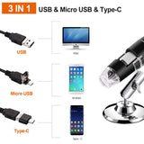 1 x RAW Customer Returns USB Digital Microscope 40X to 1000X, Bysameyee 8 LED Magnification Endoscope Camera with Carry Case and Metal Stand Compatible for Android Windows 7 8 10 Linux Mac - RRP €27.99