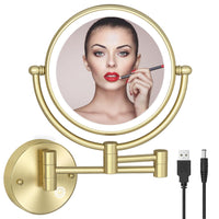 1 x RAW Customer Returns RECKODOR makeup mirror with LED lighting wall mounting, 1X 5X magnification cosmetic mirror with touch switch USB rechargeable, shaving mirror 360 rotatable mirror for bathroom, spa and hotel - RRP €123.99