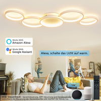 1 x RAW Customer Returns BAYHT Smart LED Ceiling Lamp Compatible with Alexa App Google Home 50W 9500LM Round White Dimmable with Remote Control, 3000K-6500K Ceiling Light for Bedroom Living Room 100CM - RRP €161.34