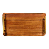 6 x Brand New VISIBLE Walnut Wood Serving Tray with Brass Handles, Long Rectangular, 1 Piece, for Desserts, Cakes, Teacups and Storage Medium  - RRP €122.4