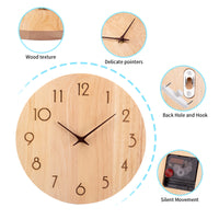 1 x RAW Customer Returns ACCSHINE Wall Clock Wooden Oak Wall Clock Without Ticking Noise Silent 30cm Quartz Large Wall Clock Wall Clock Easy to Read for Room Home Kitchen Bedroom Office School Wood Color - Arrow Pointer  - RRP €26.99