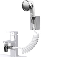 1 x RAW Customer Returns Hand shower for sink with hose, shower head set with wall bracket and converter, for faucet, washing hair in bathroom, spa for disabled people, elderly people, newborns, pets white - RRP €17.7