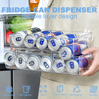 1 x RAW Customer Returns Lighterday Can Fridge Organizer Double Can Dispenser Refrigerator Can Fridge Organizer Drinks Beer Soda Pop Cans Storage, for Refrigerator Kitchen Cabinet Countertop 1 Pack  - RRP €17.99