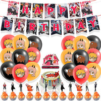 1 x Brand New Anime Birthday Balloons, 33 Pieces Birthday Decoration Set Chainsaw Theme Party Decoration with Birthday Banner Anime Balloons Cupcake Toppers for Kids Birthday Party Decoration - RRP €19.2