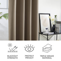 1 x RAW Customer Returns Deconovo Blackout Curtains Eyelet Curtain Thick Thermal Curtains Cold Protection Opaque, 160x107cm HeightxWidth , Taupe, Set of 2 - RRP €33.95