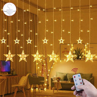 1 x RAW Customer Returns Avoalre 12 star fairy lights with remote control, 8 modes light curtain window lighting star 2.2M 108LEDs expandable Max.18 with timer dimming waterproof star curtain for window Christmas - RRP €20.5