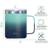 1 x RAW Customer Returns THILY Stainless Steel Vacuum Insulated Travel Mug with Handle and Leak-Proof Lid Keeps Coffee Cold or Hot, Ombre Green and Navy Blue - RRP €20.99