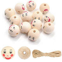 1 x Brand New FiveMileBro 50 pieces wooden beads with face, wooden beads round 20 mm, and wooden beads for threading with 4.5 mm hole, large wooden beads natural for DIY crafts, necklace, bracelet and decorations - RRP €10.07