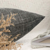 1 x RAW Customer Returns MIULEE cushion covers cushion cover decorative cushion linen look decorative cushion cover sofa cushion couch cushion decoration cross with hidden zipper for sofa bedroom set of 2 45 x 45 cm black - RRP €17.49